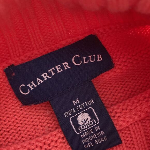 Charter Club Knit Turtleneck Pullover Sweater Salmon Red Size Medium Shirt FLAWS - Picture 7 of 9